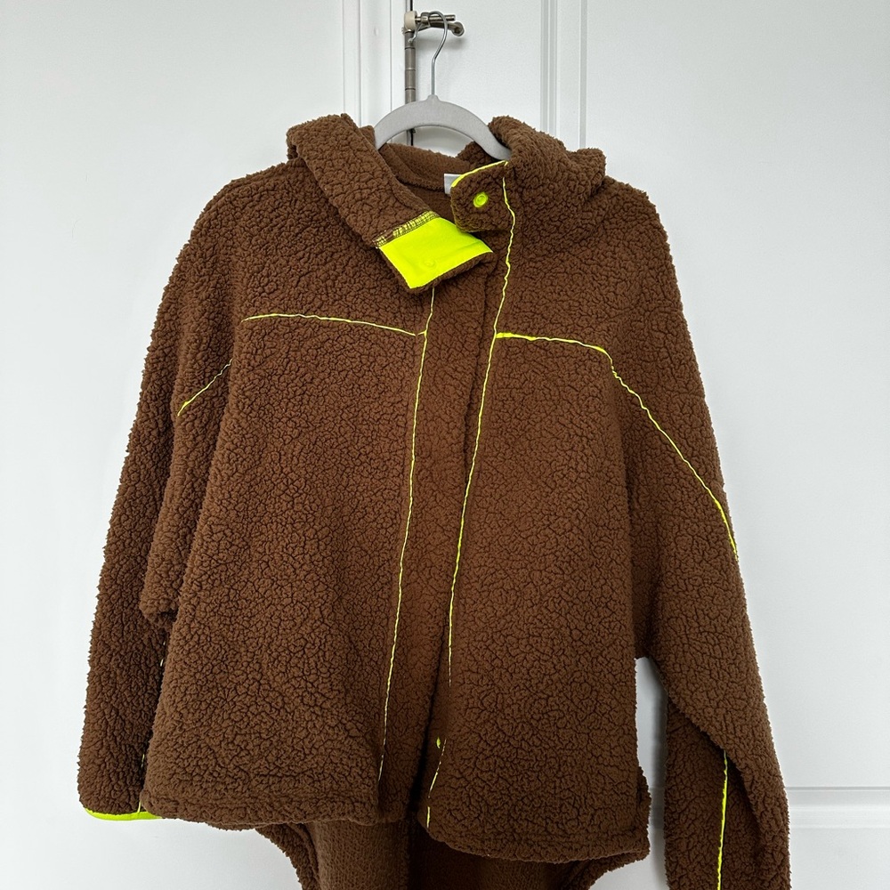 Urban Outfitters Brown zip fleece with Neon Highlights